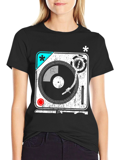 Retro Turntable Graphic T-Shirt - DJ Music Lover Tee