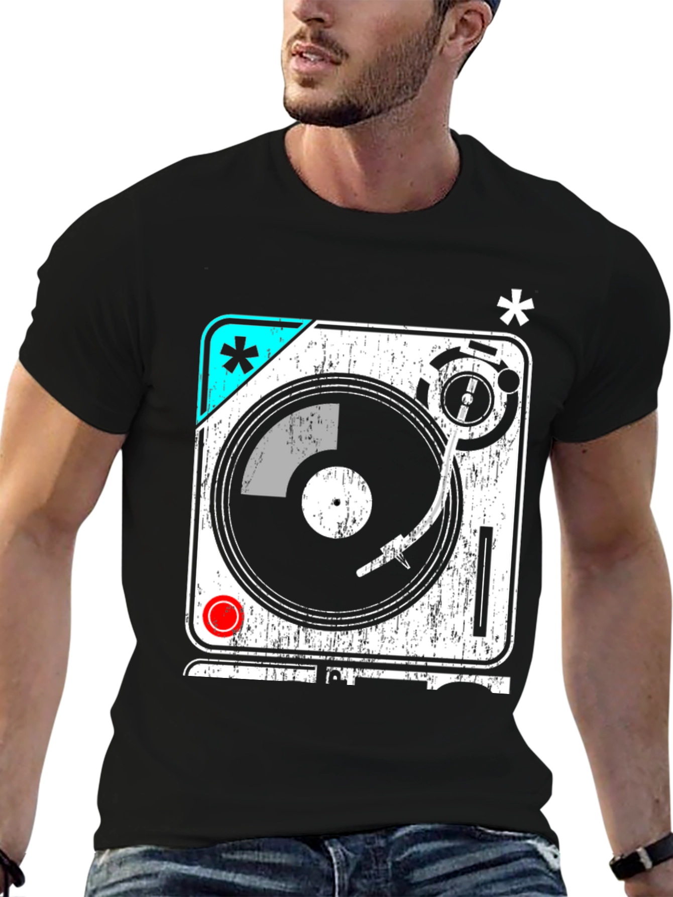 Retro Turntable Graphic T-Shirt - DJ Music Lover Tee