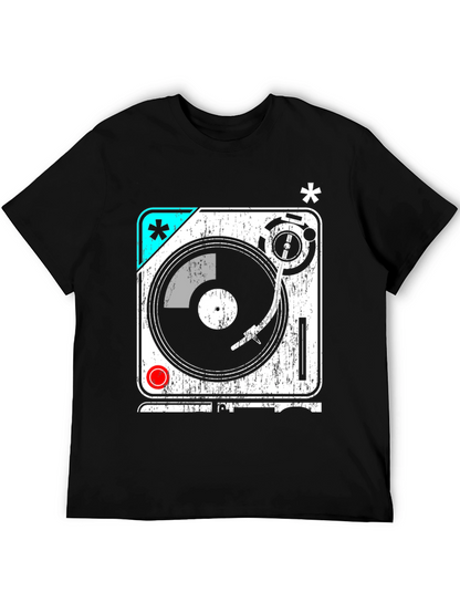 Retro Turntable Graphic T-Shirt - DJ Music Lover Tee