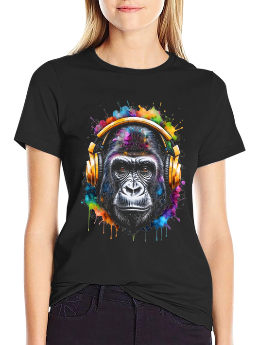 Cool Gorilla Headphones Graphic Tee - Mens Black T-Shirt