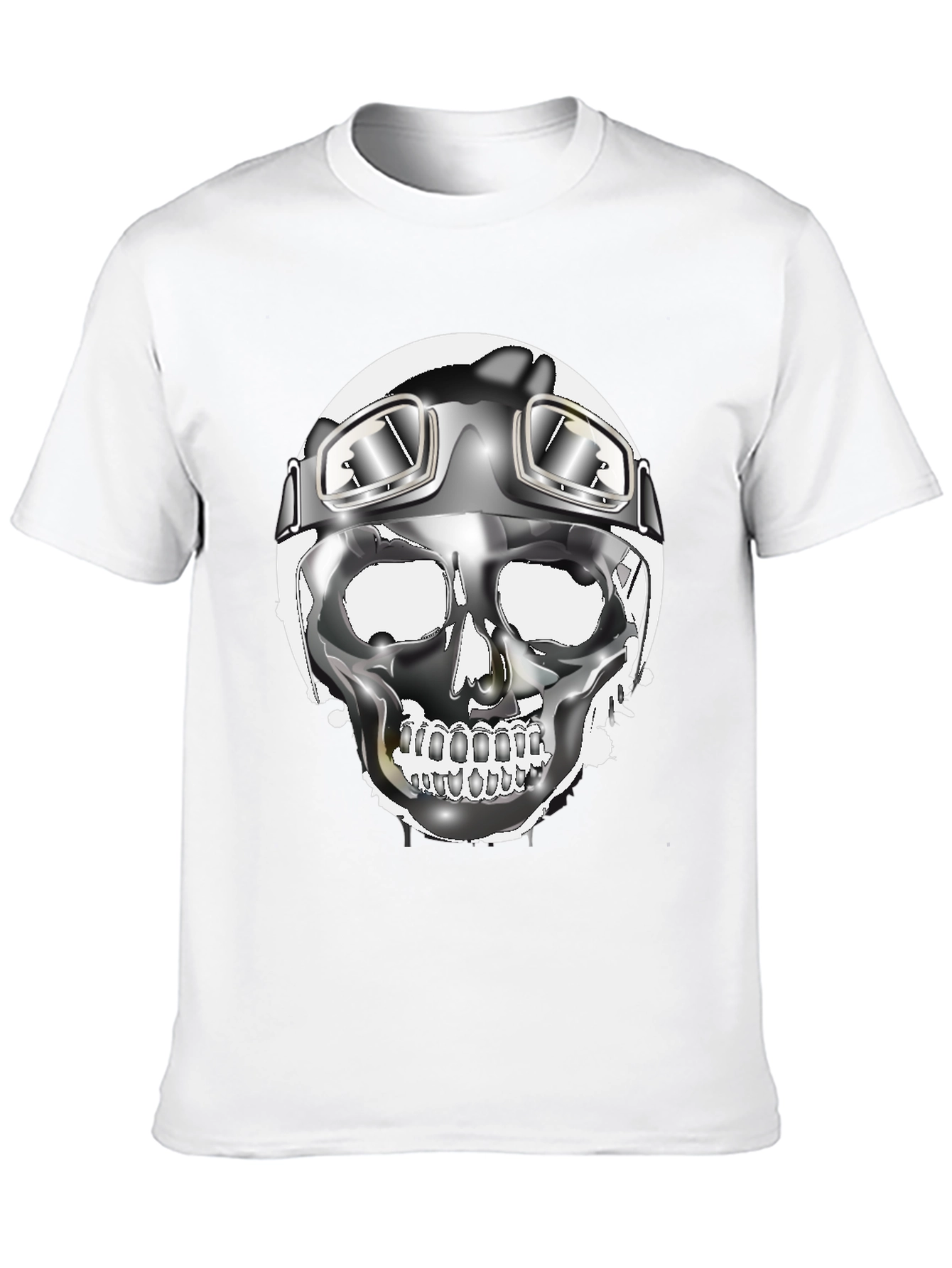 Skull Helmet Graphic Tee - Cool Biker Design