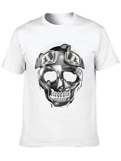 Skull Helmet Graphic Tee - Cool Biker Design