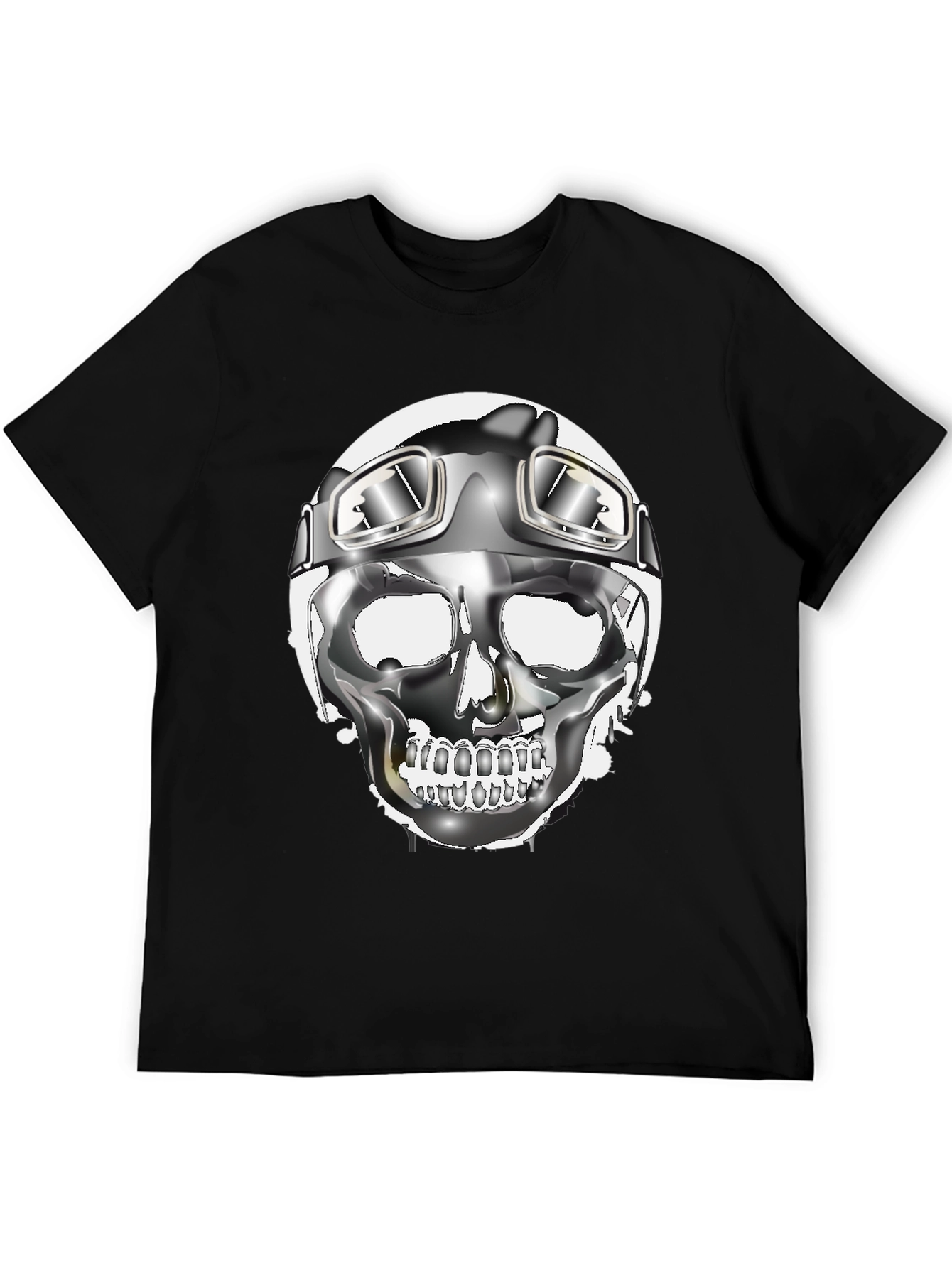Skull Helmet Graphic Tee - Cool Biker Design