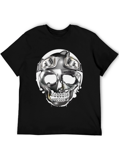 Skull Helmet Graphic Tee - Cool Biker Design