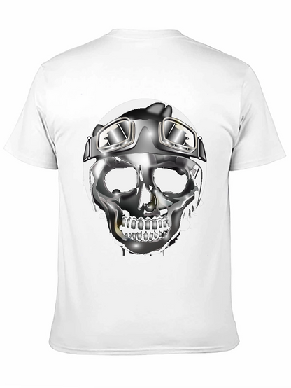 Skull Helmet Graphic Tee - Cool Biker Design