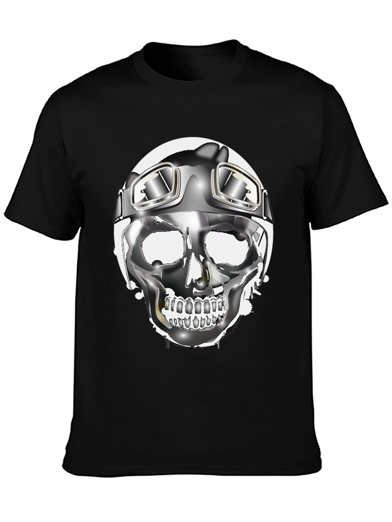 Skull Helmet Graphic Tee - Cool Biker Design