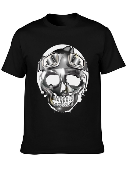 Skull Helmet Graphic Tee - Cool Biker Design