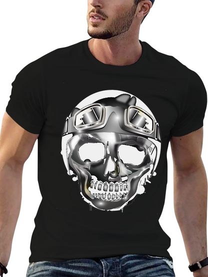 Skull Helmet Graphic Tee - Cool Biker Design