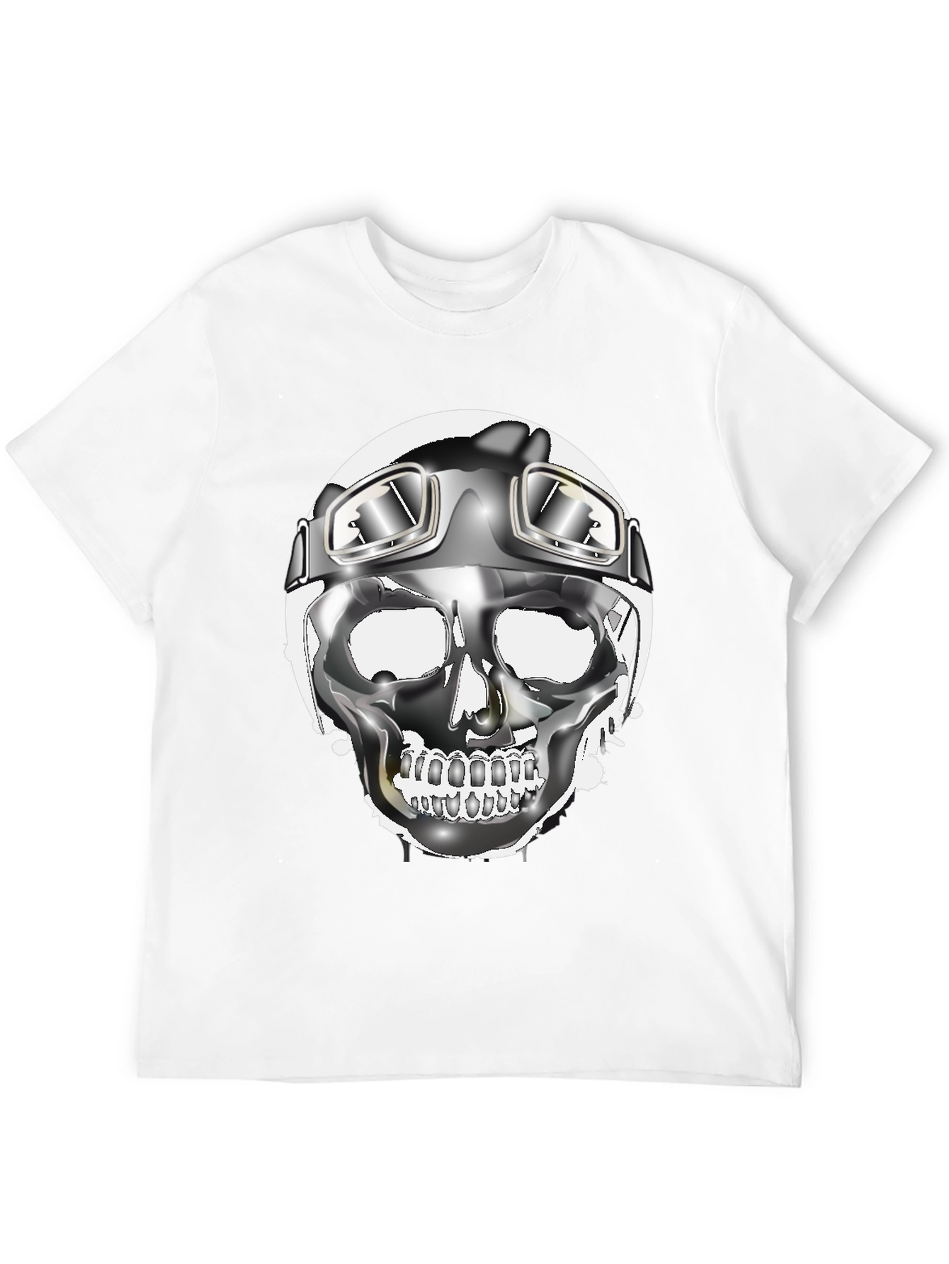 Skull Helmet Graphic Tee - Cool Biker Design