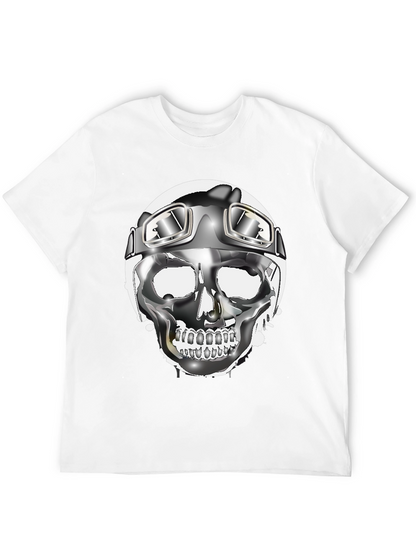 Skull Helmet Graphic Tee - Cool Biker Design