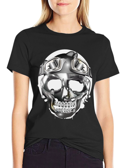 Skull Helmet Graphic Tee - Cool Biker Design