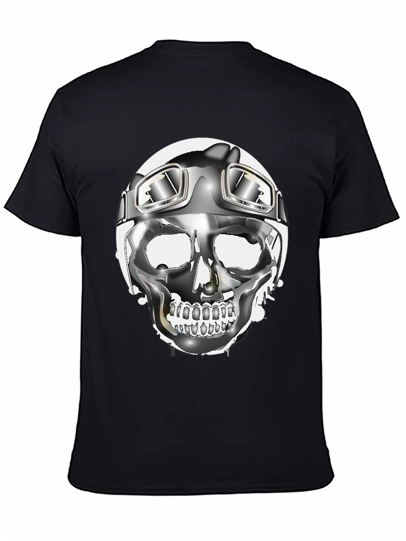 Skull Helmet Graphic Tee - Cool Biker Design