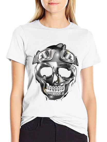 Skull Helmet Graphic Tee - Cool Biker Design