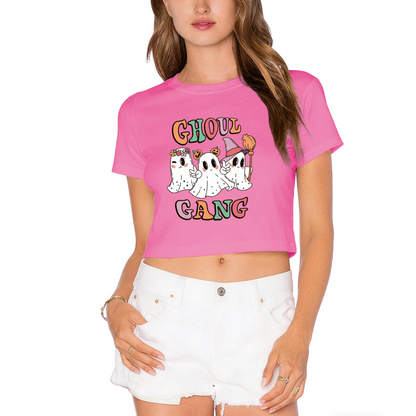 Ghoul Gang Cute Retro Ghost Crew Halloween Party Crop Top