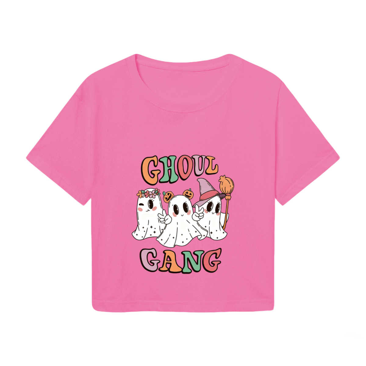 Ghoul Gang Cute Retro Ghost Crew Halloween Party Crop Top
