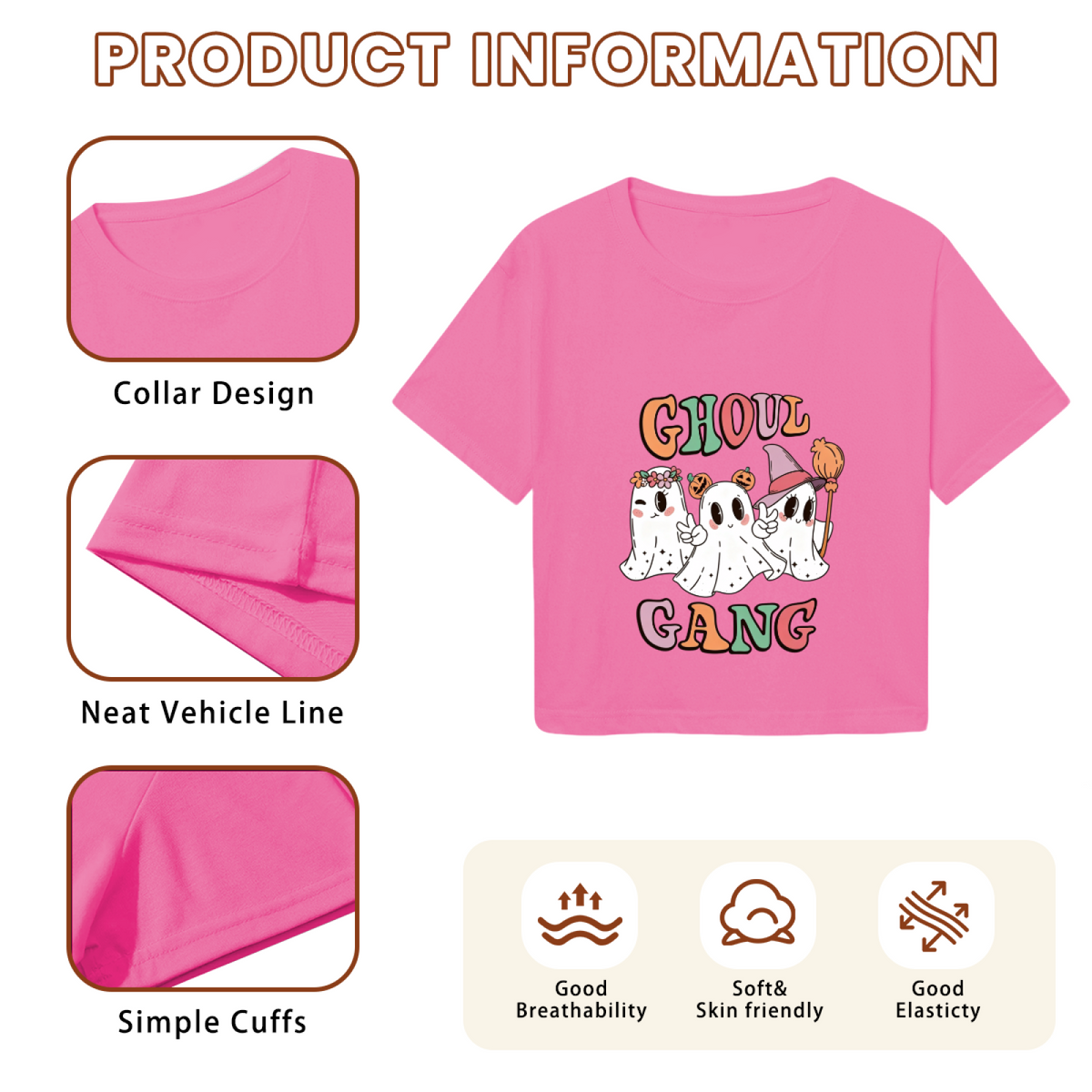 Ghoul Gang Cute Retro Ghost Crew Halloween Party Crop Top
