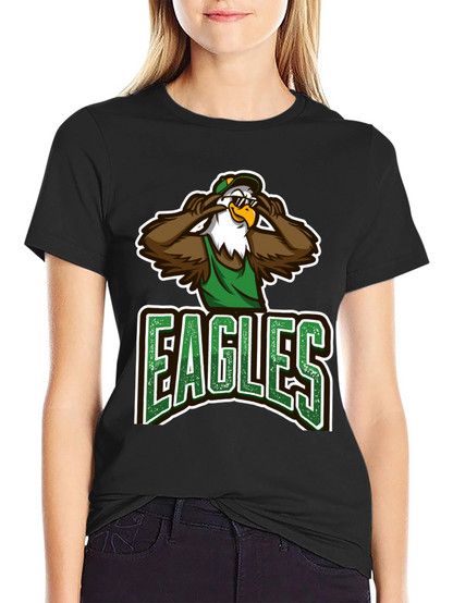 Eagles Cartoon Graphic Black T-Shirt