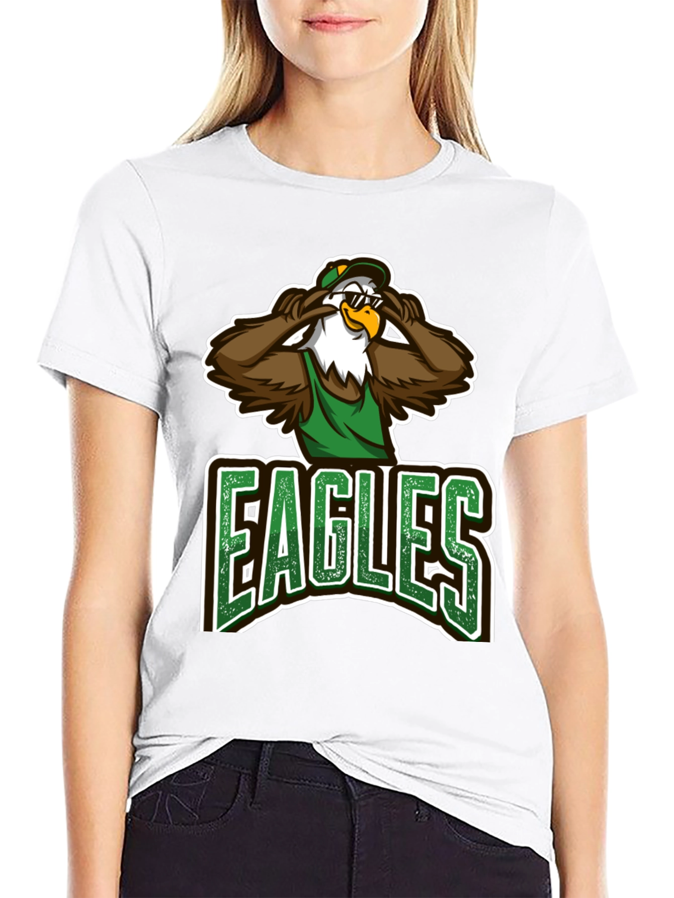 Eagles Cartoon Graphic Black T-Shirt