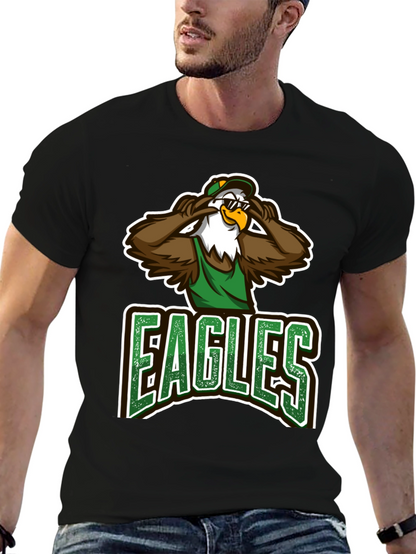 Eagles Cartoon Graphic Black T-Shirt