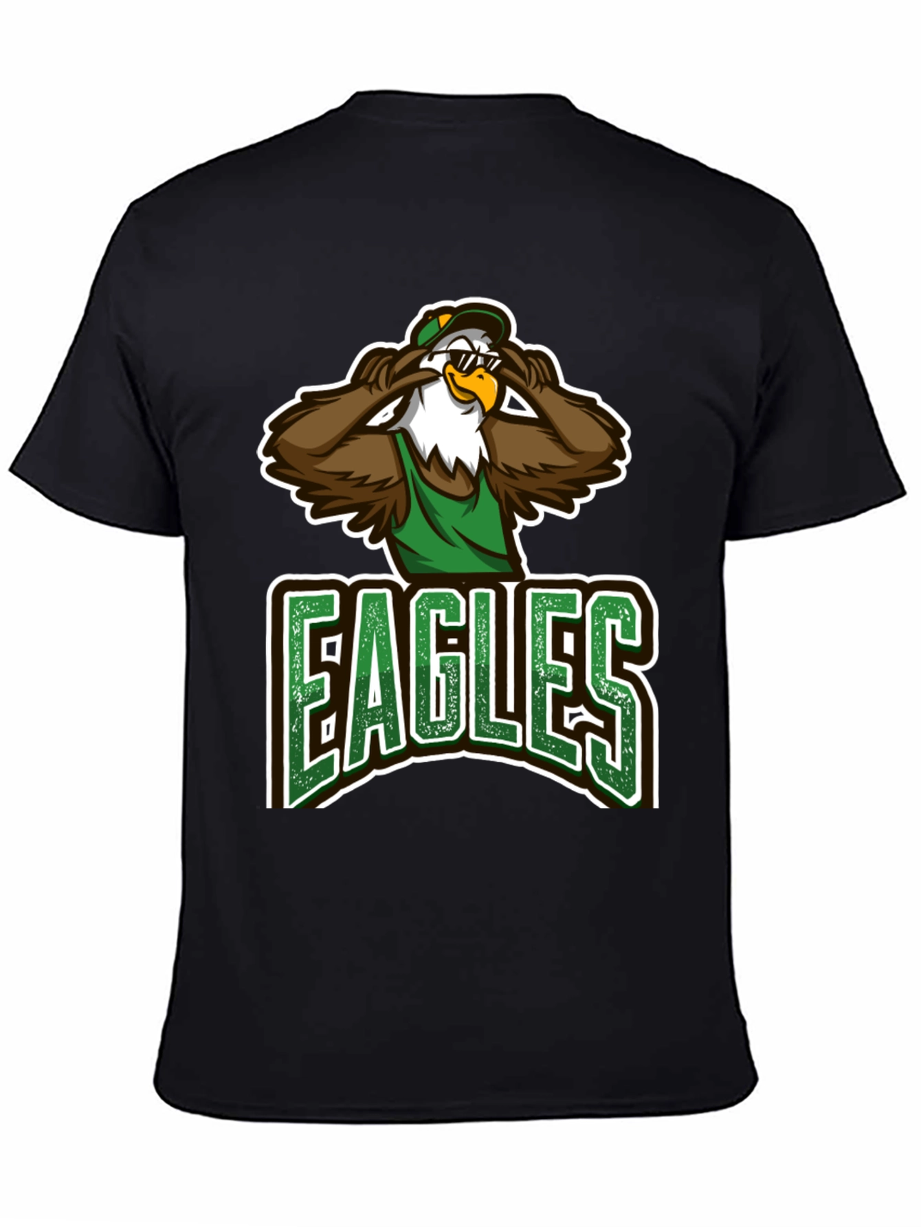 Eagles Cartoon Graphic Black T-Shirt