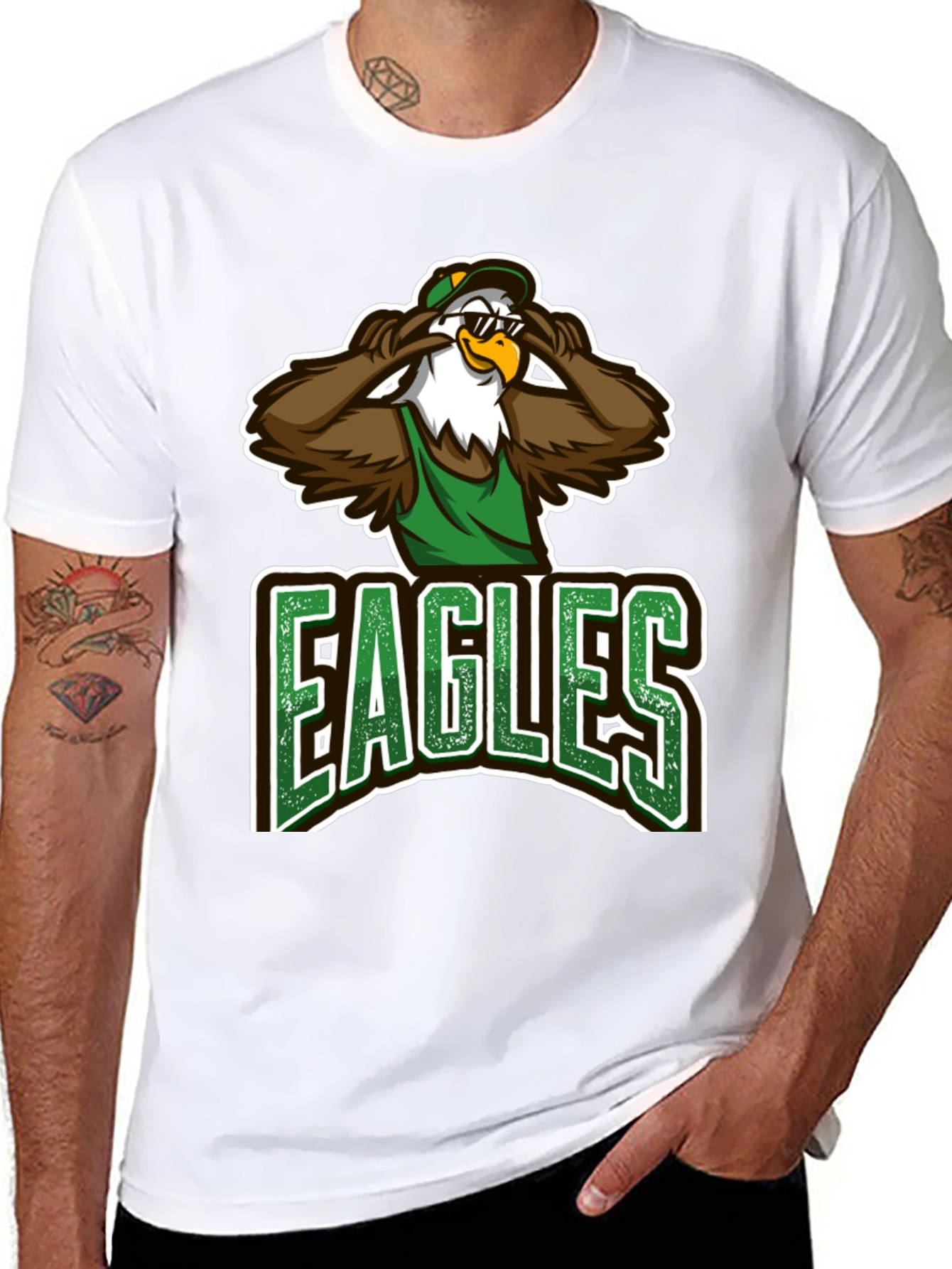 Eagles Cartoon Graphic Black T-Shirt