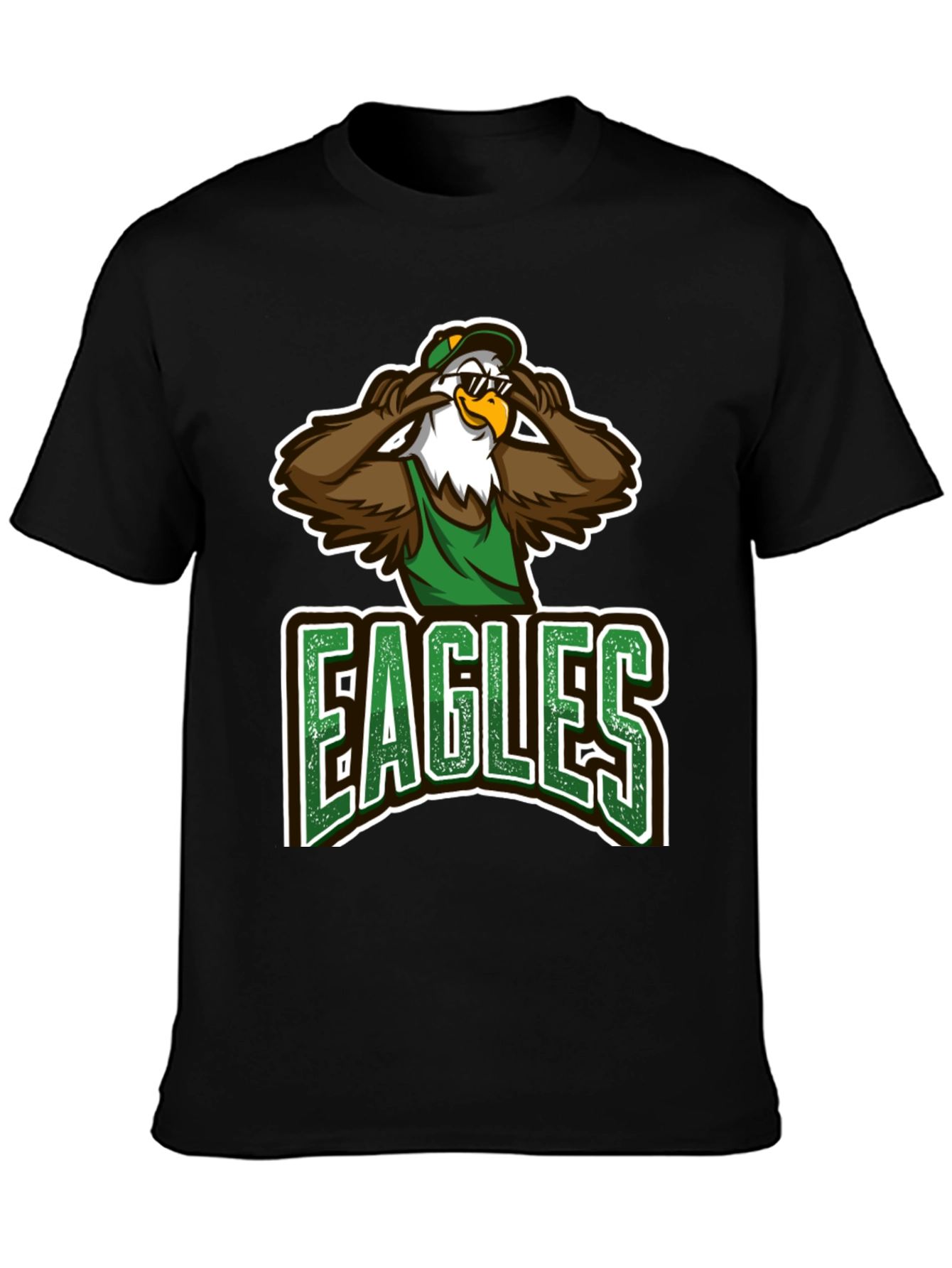 Eagles Cartoon Graphic Black T-Shirt