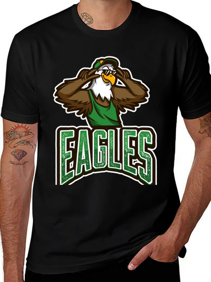 Eagles Cartoon Graphic Black T-Shirt