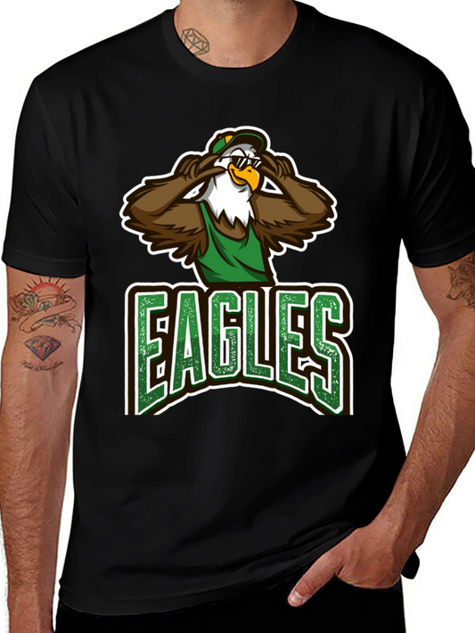 Eagles Cartoon Graphic Black T-Shirt