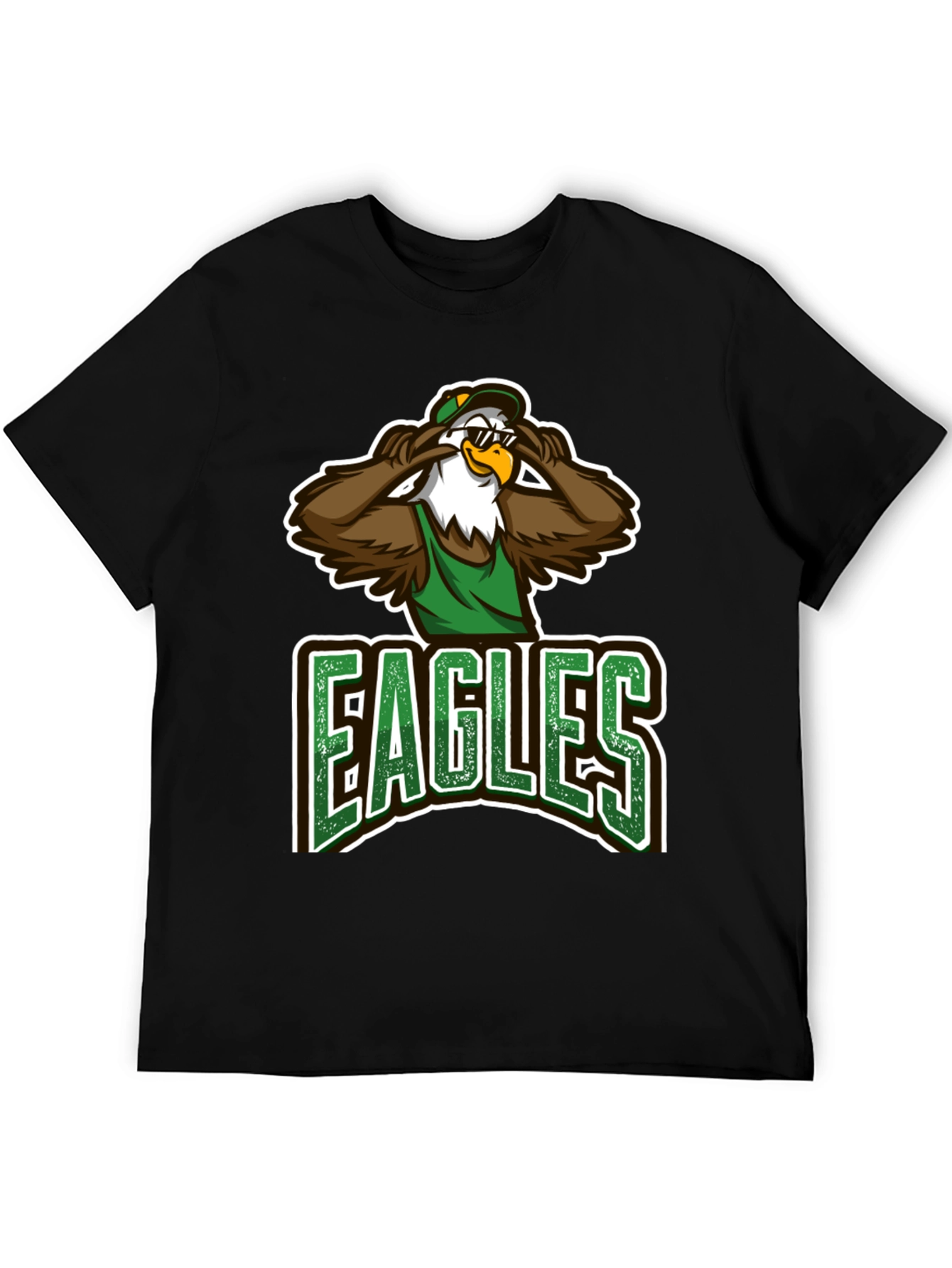 Eagles Cartoon Graphic Black T-Shirt