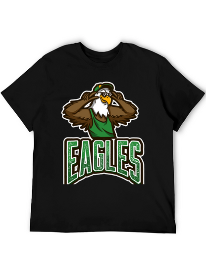 Eagles Cartoon Graphic Black T-Shirt