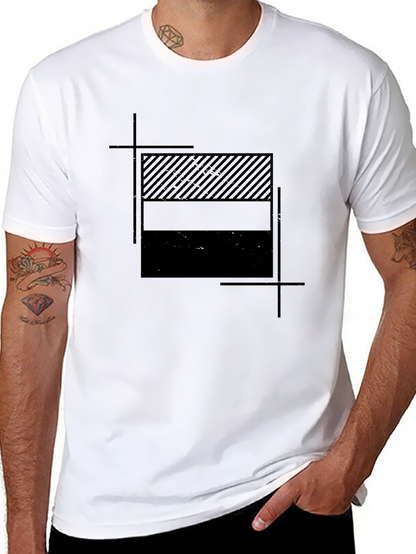 Modern Graphic Tee - Stylish Striped Block Design