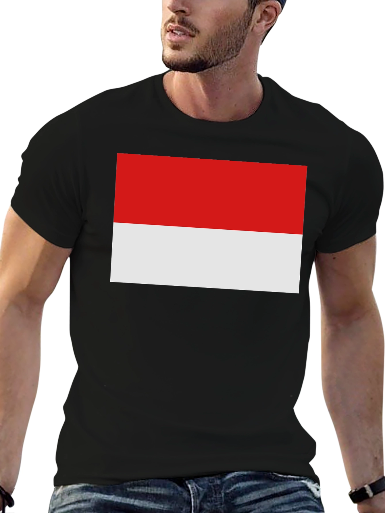 Indonesia Flag T-Shirt - Black Crew Neck Tee