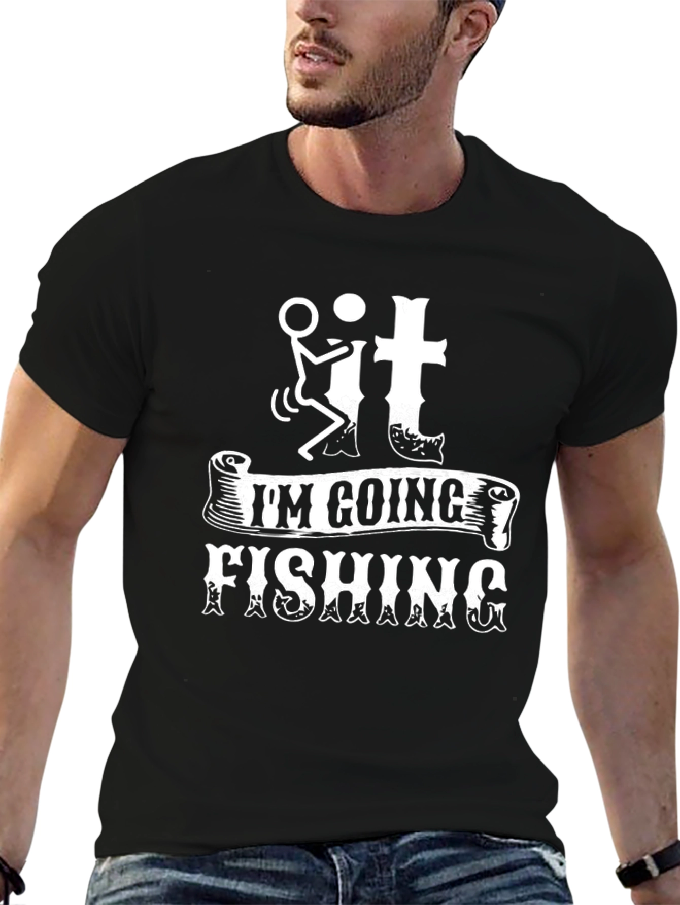 Funny Fishing T-Shirt - Black Graphic Tee