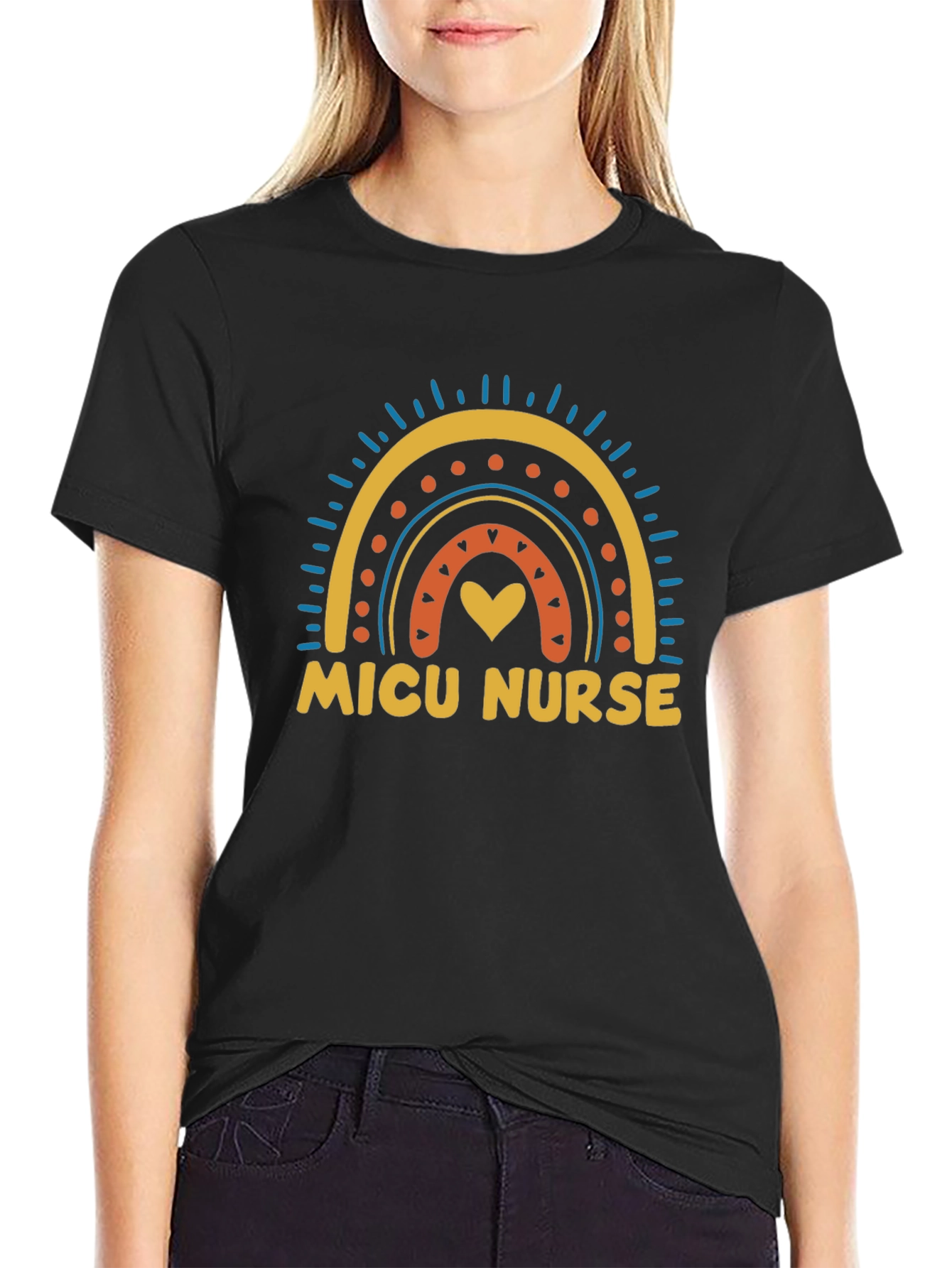 MICU Nurse Rainbow Heart T-Shirt