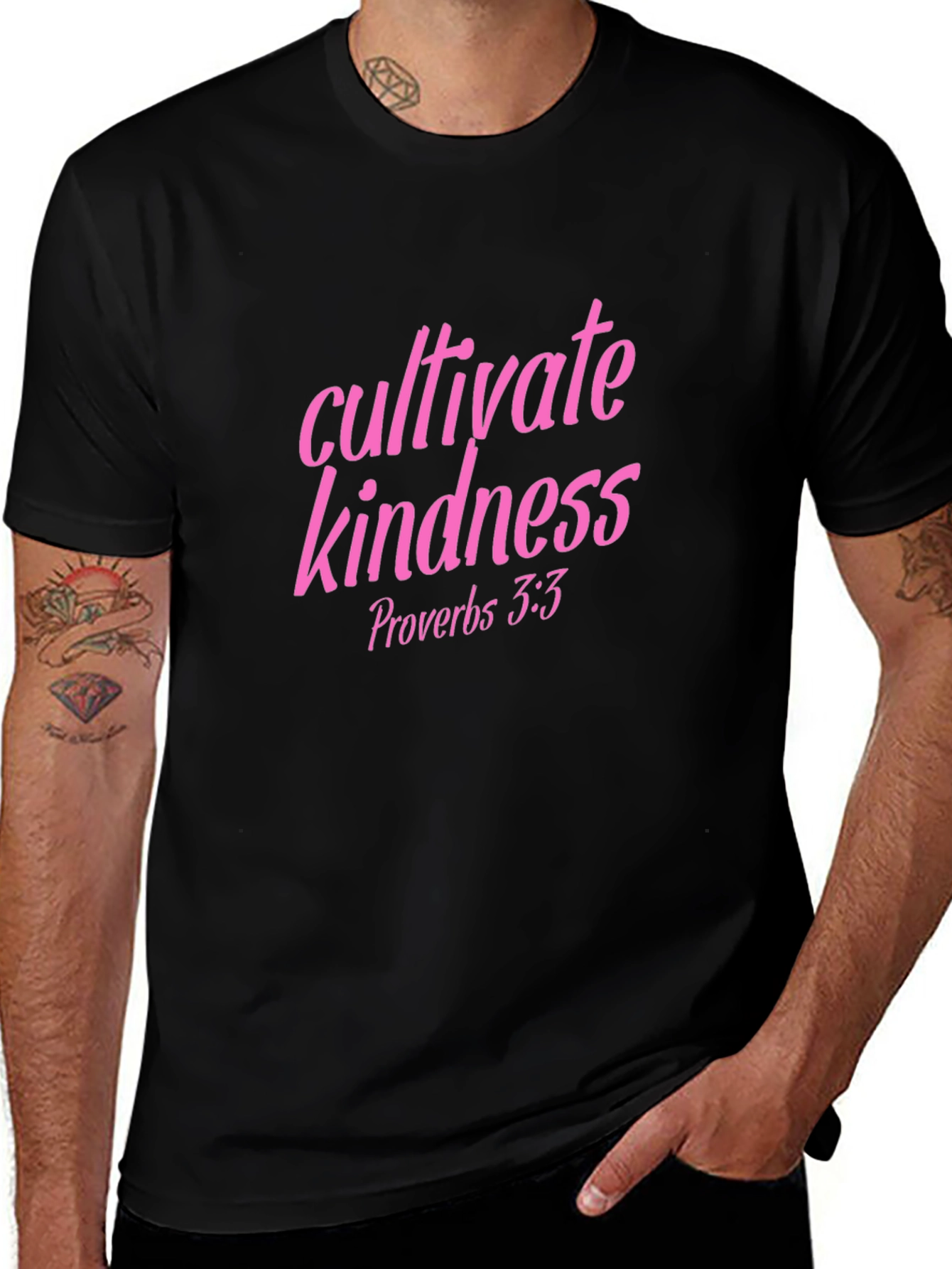 Cultivate Kindness Tee - Pink Lettering on Black