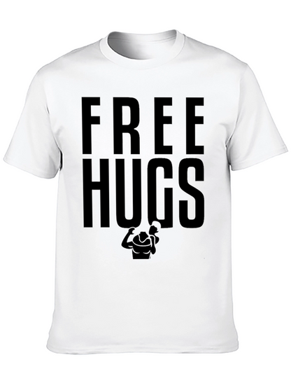 Free Hugs Graphic Tee - Black Cotton T-Shirt