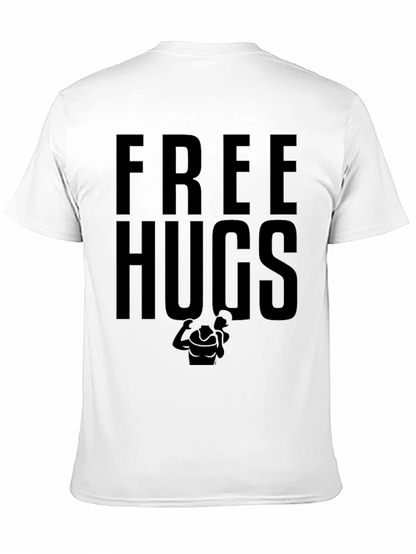 Free Hugs Graphic Tee - Black Cotton T-Shirt