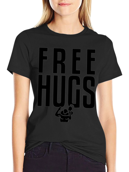 Free Hugs Graphic Tee - Black Cotton T-Shirt