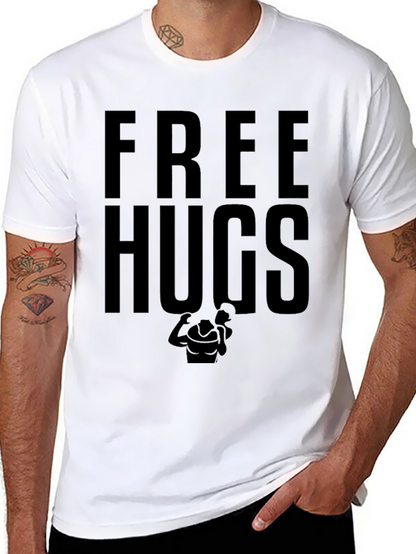 Free Hugs Graphic Tee - Black Cotton T-Shirt