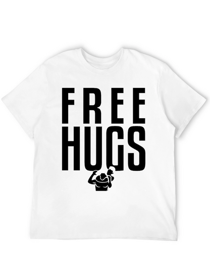 Free Hugs Graphic Tee - Black Cotton T-Shirt