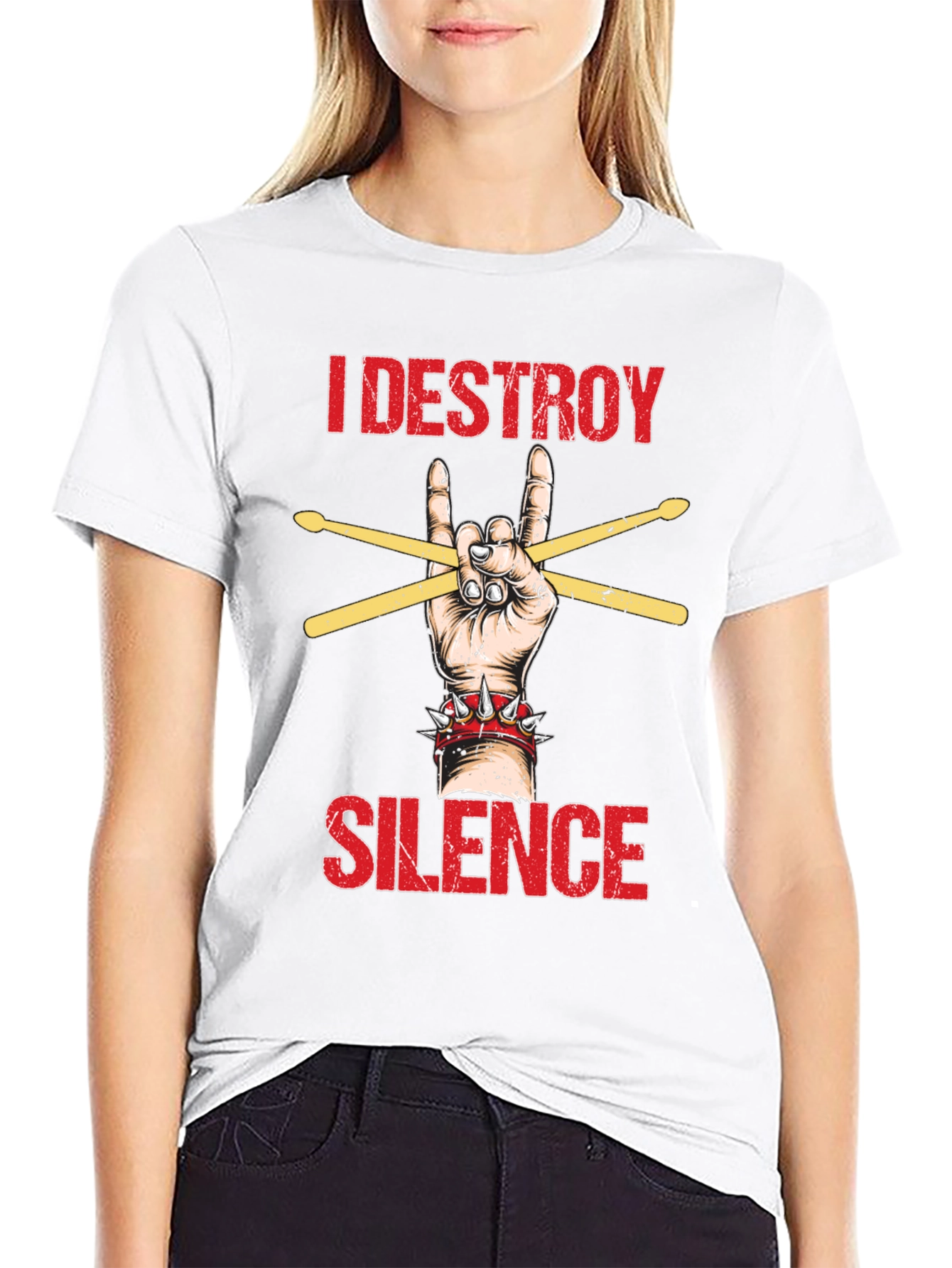 I Destroy Silence T-Shirt - Rock Hand Drummer Tee