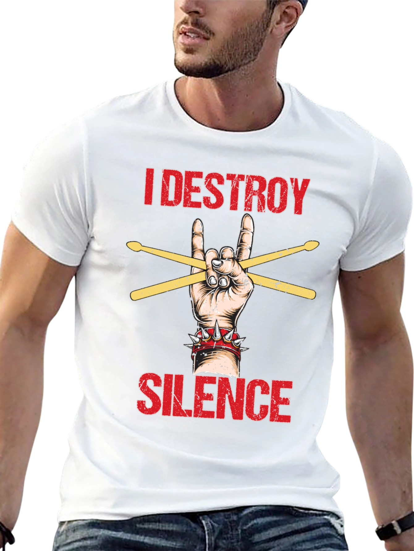 I Destroy Silence T-Shirt - Rock Hand Drummer Tee