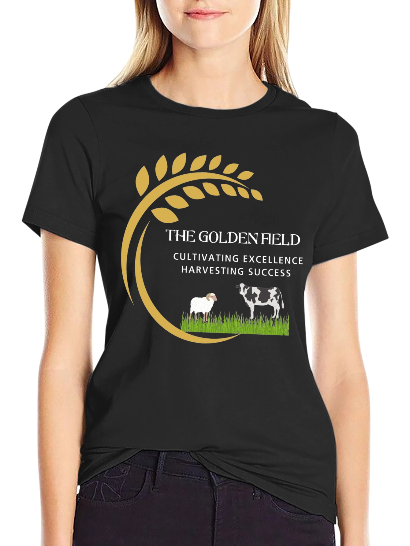 Golden Field Black Graphic Tee