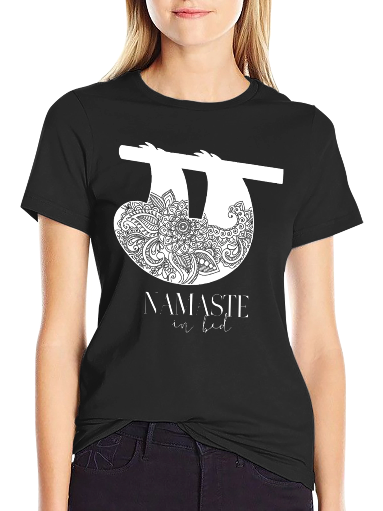 Namaste In Bed Sloth Graphic Tee
