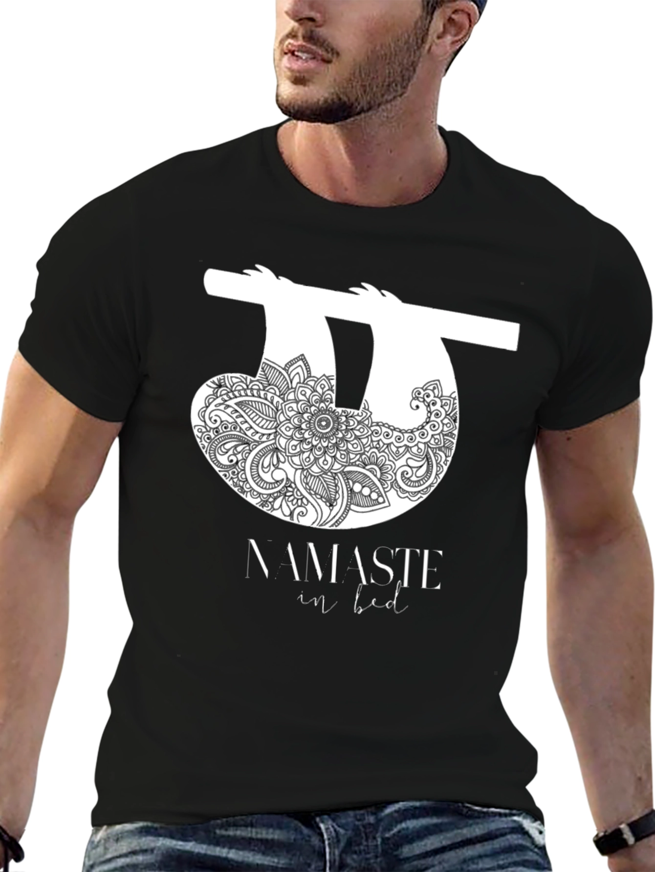 Namaste In Bed Sloth Graphic Tee