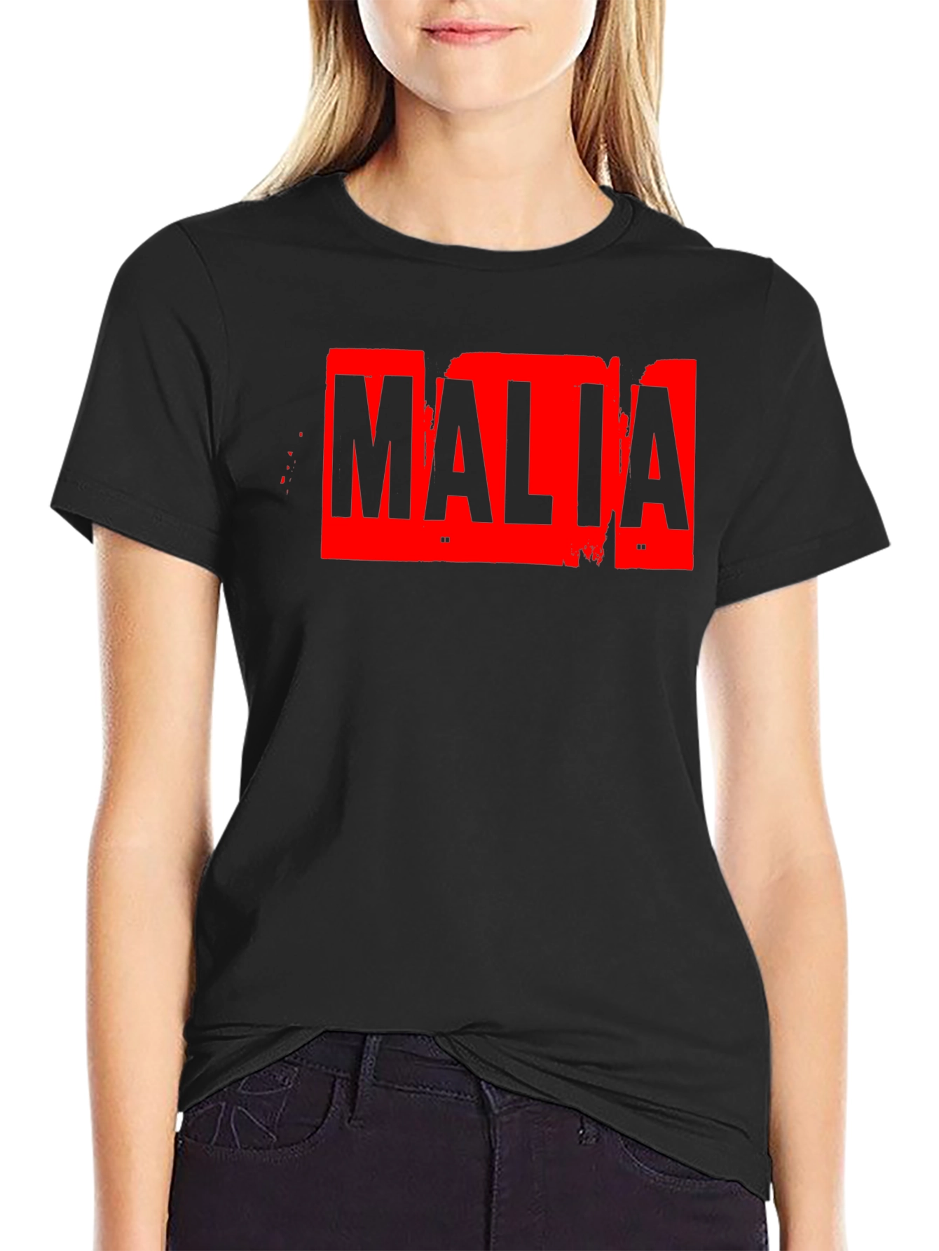 Malia Distressed Graphic T-Shirt - Black