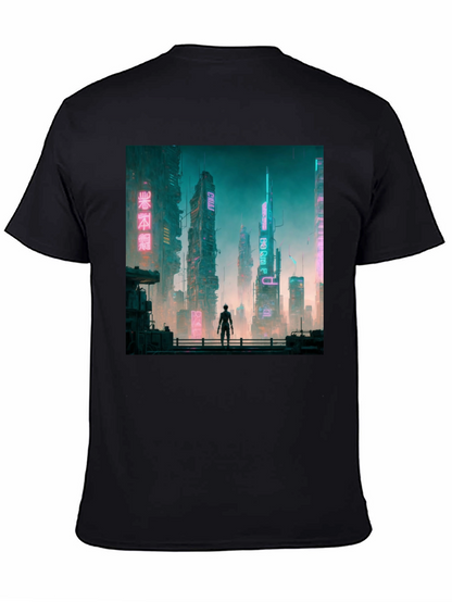 Cyberpunk Cityscape Graphic Tee - Futuristic Fashion