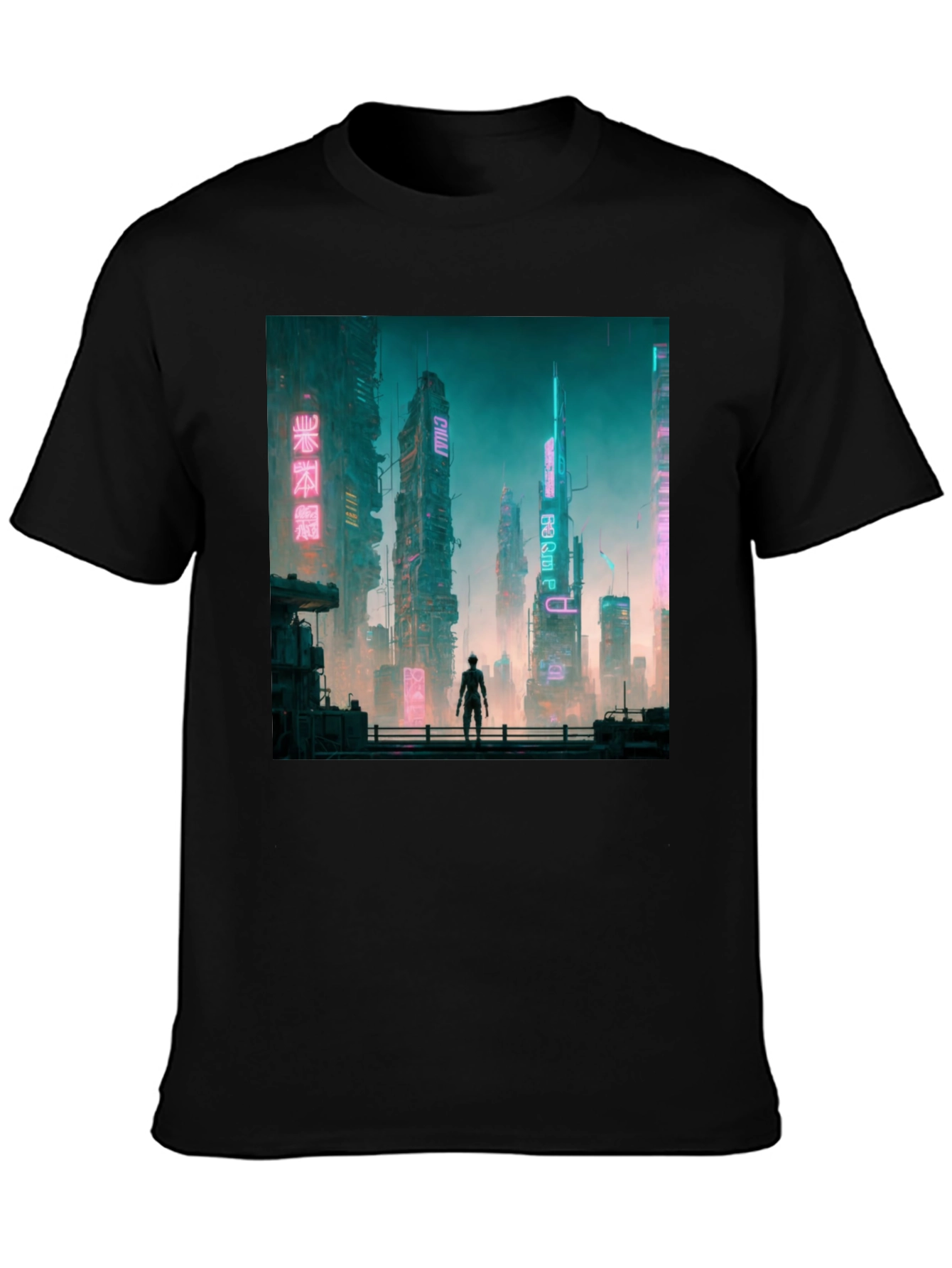 Cyberpunk Cityscape Graphic Tee - Futuristic Fashion