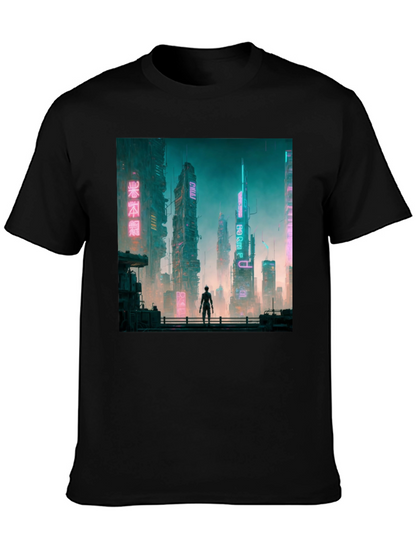 Cyberpunk Cityscape Graphic Tee - Futuristic Fashion