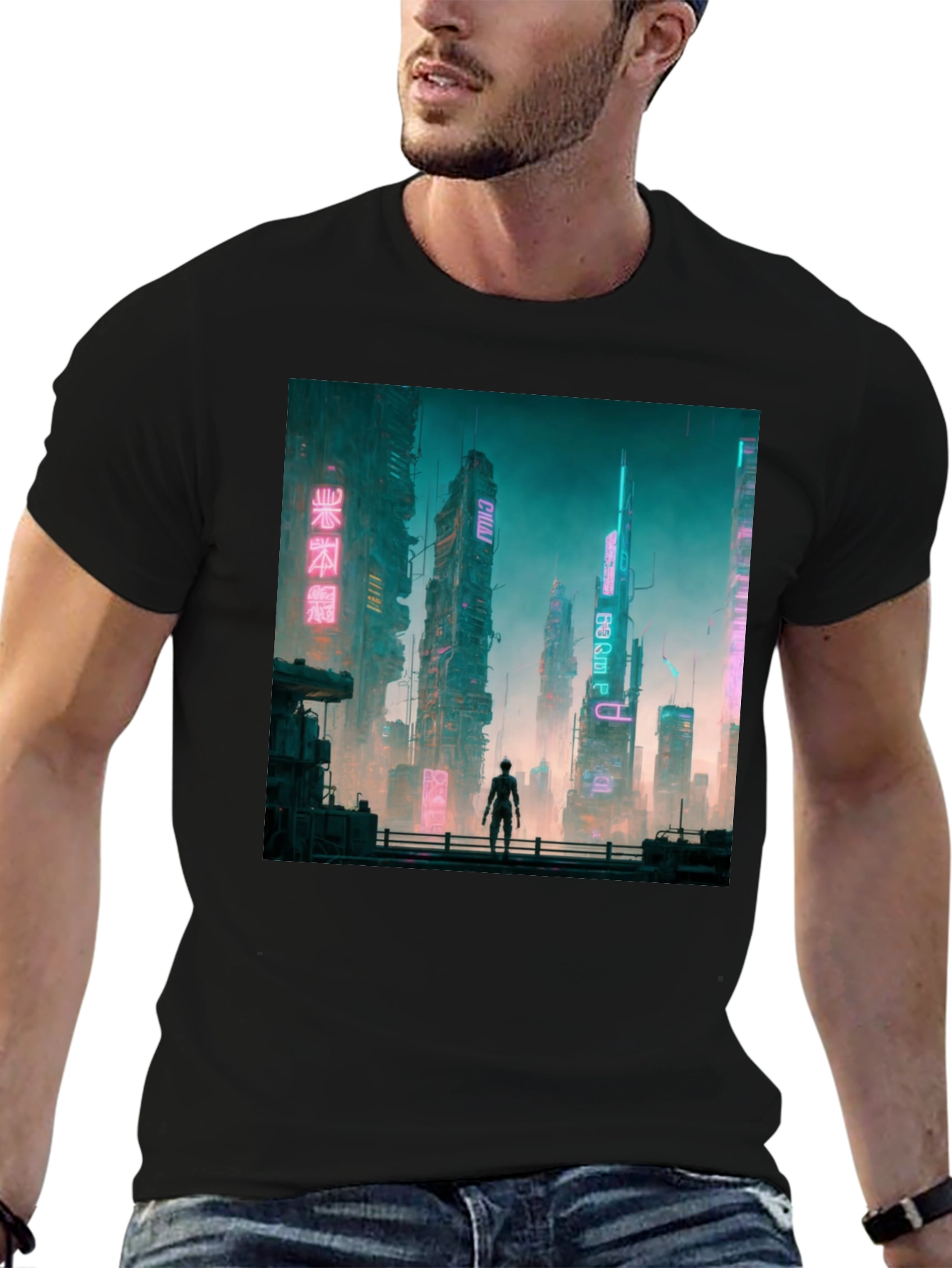 Cyberpunk Cityscape Graphic Tee - Futuristic Fashion